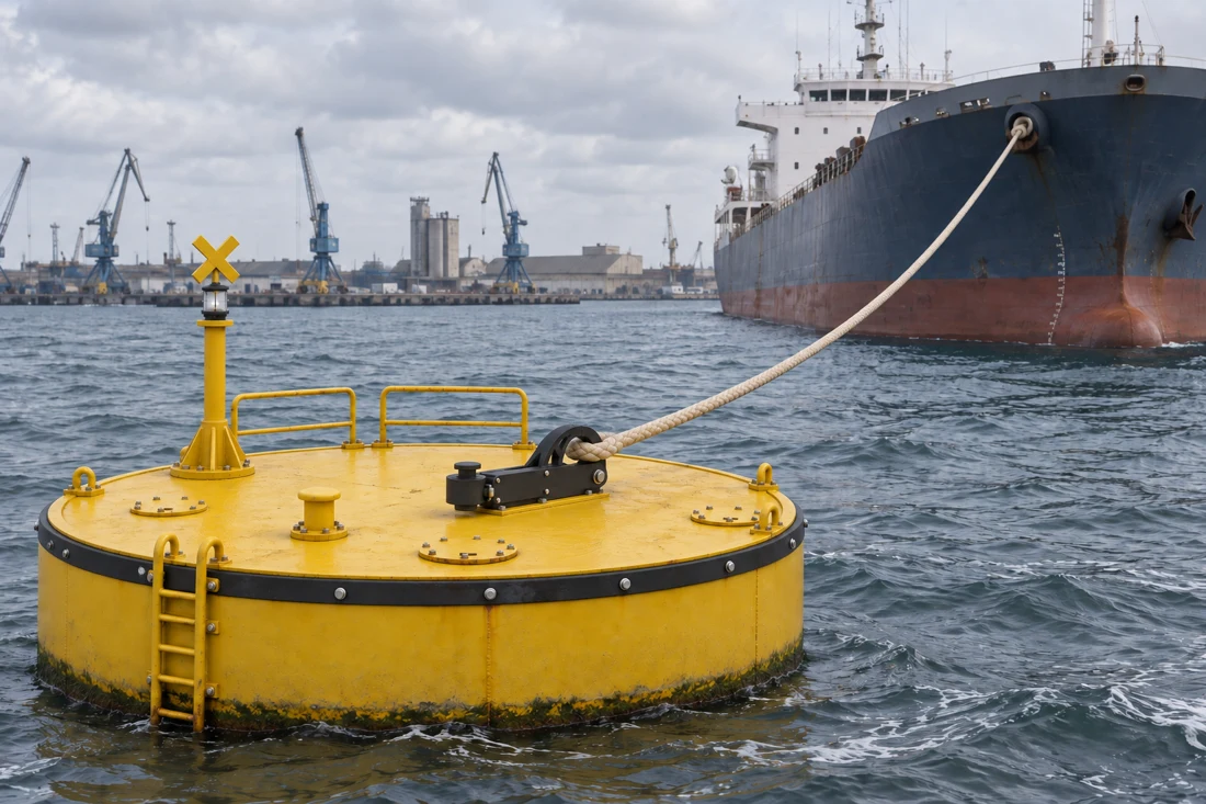 Mooring buoy at the offshore operations stage