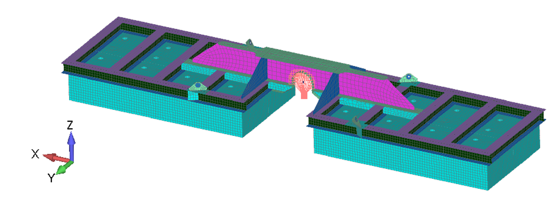 Finite element model of a fabricated offshore steel assembly